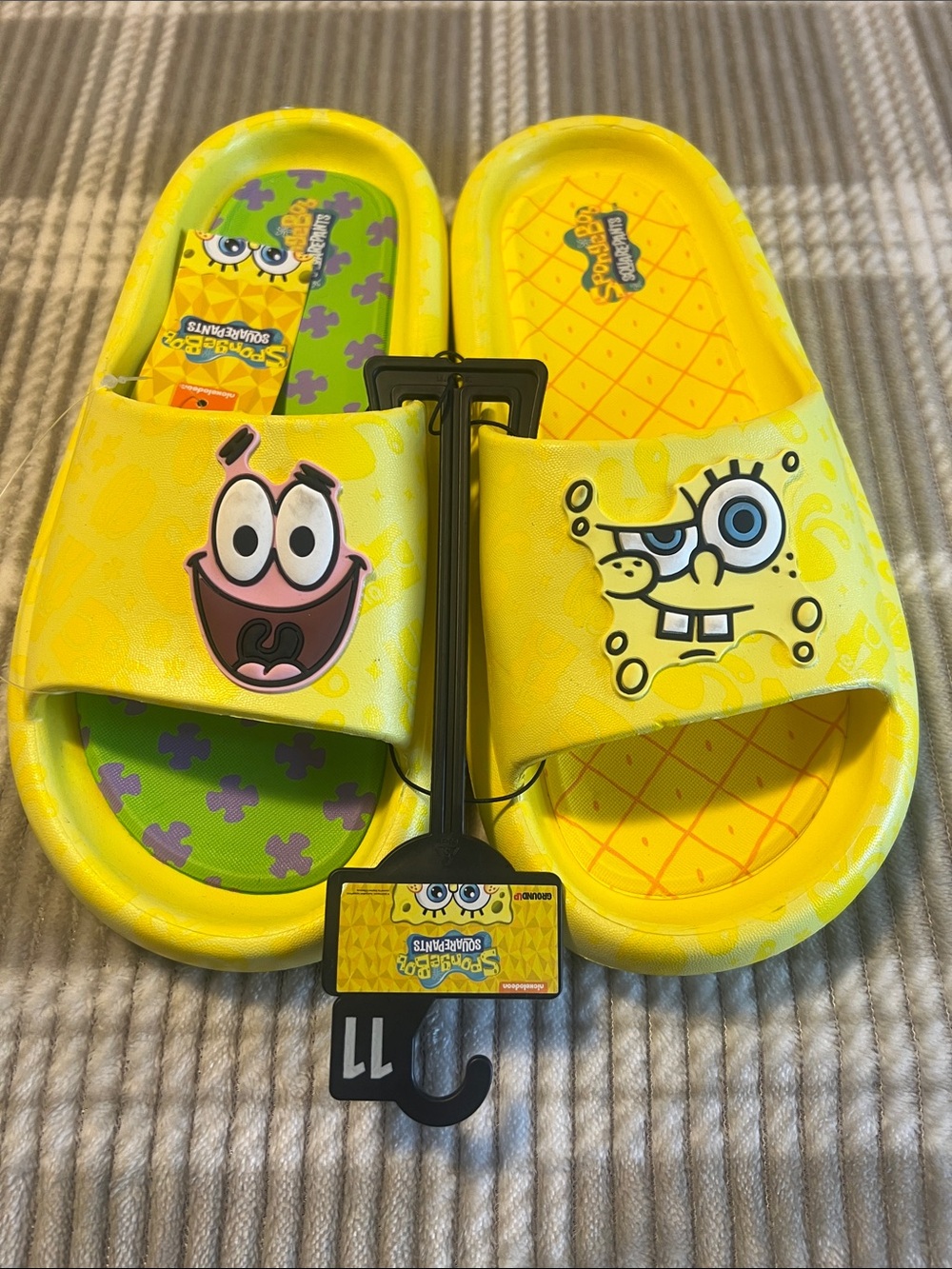 Mens wYellow Character Slide Sandals